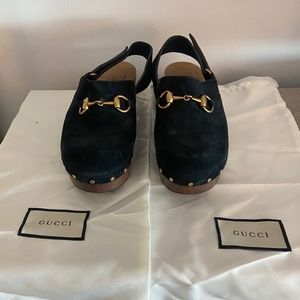 Gucci black suede clogs